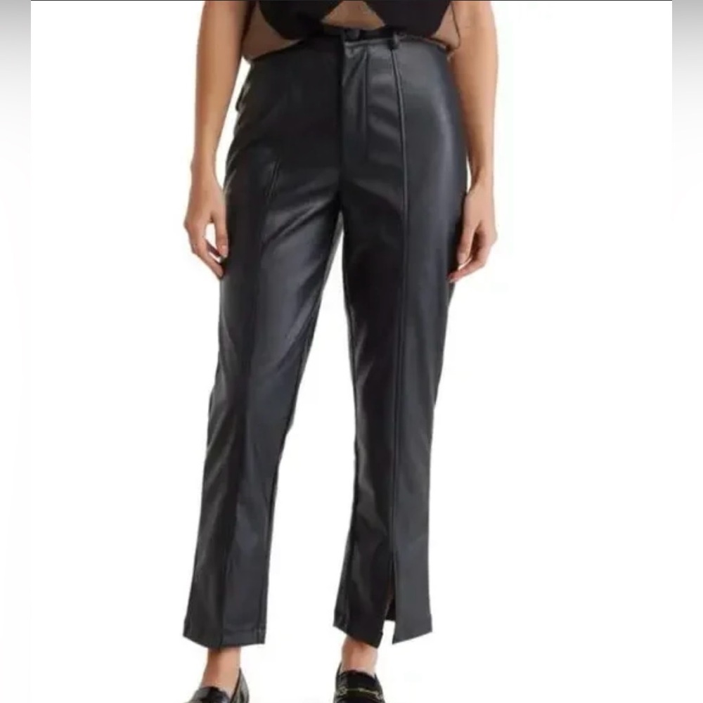 Wildfox Faux Leather Split Hem Straight Pant